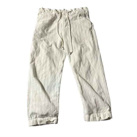 Urban Outfitters women's size medium cream colored pants with brown pin stripe - Picture 1 of 4